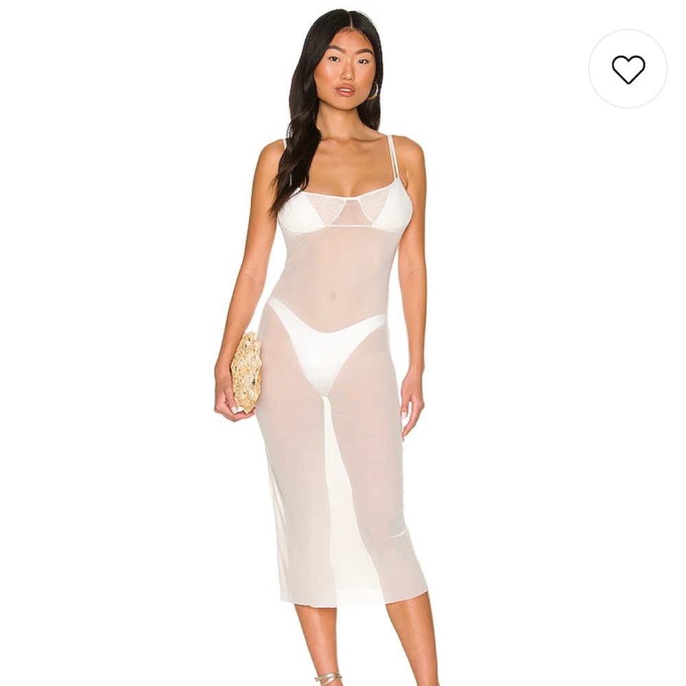 WeWoreWhat Scoop Back Power Mesh Maxi Dress, Off White, S, brand new with tags